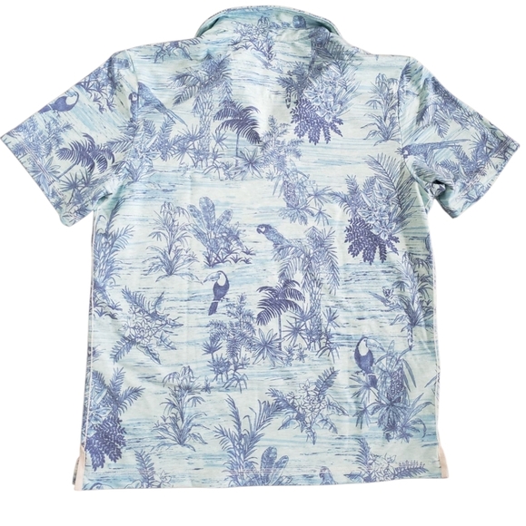 Tommy Bahama Blue Tropical Print Vacation Beach Polo Medium - Picture 2 of 3